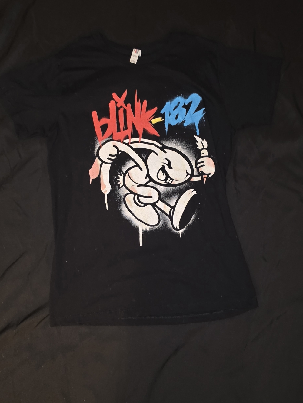 Blink-182 Black Graphic Tee with Red & Blue Logo
